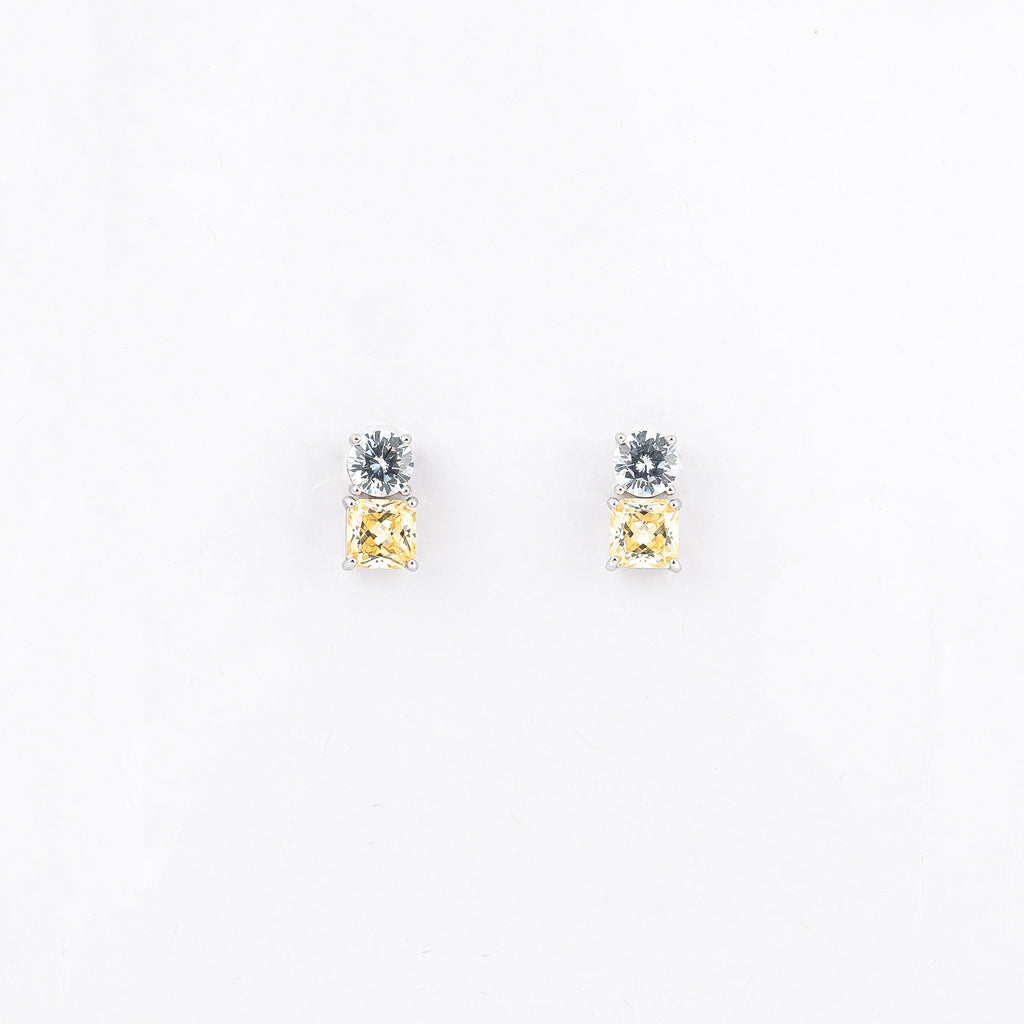 Silver Sunshine Solitaire Earrings