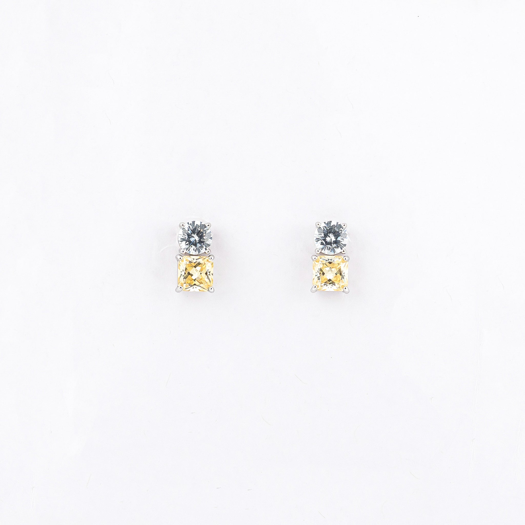 Silver Sunshine Solitaire Earrings