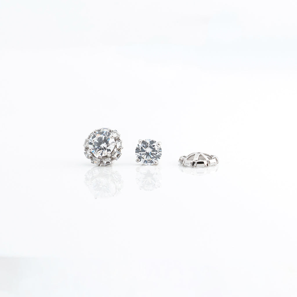 Silver White Detachable Stone Earrings