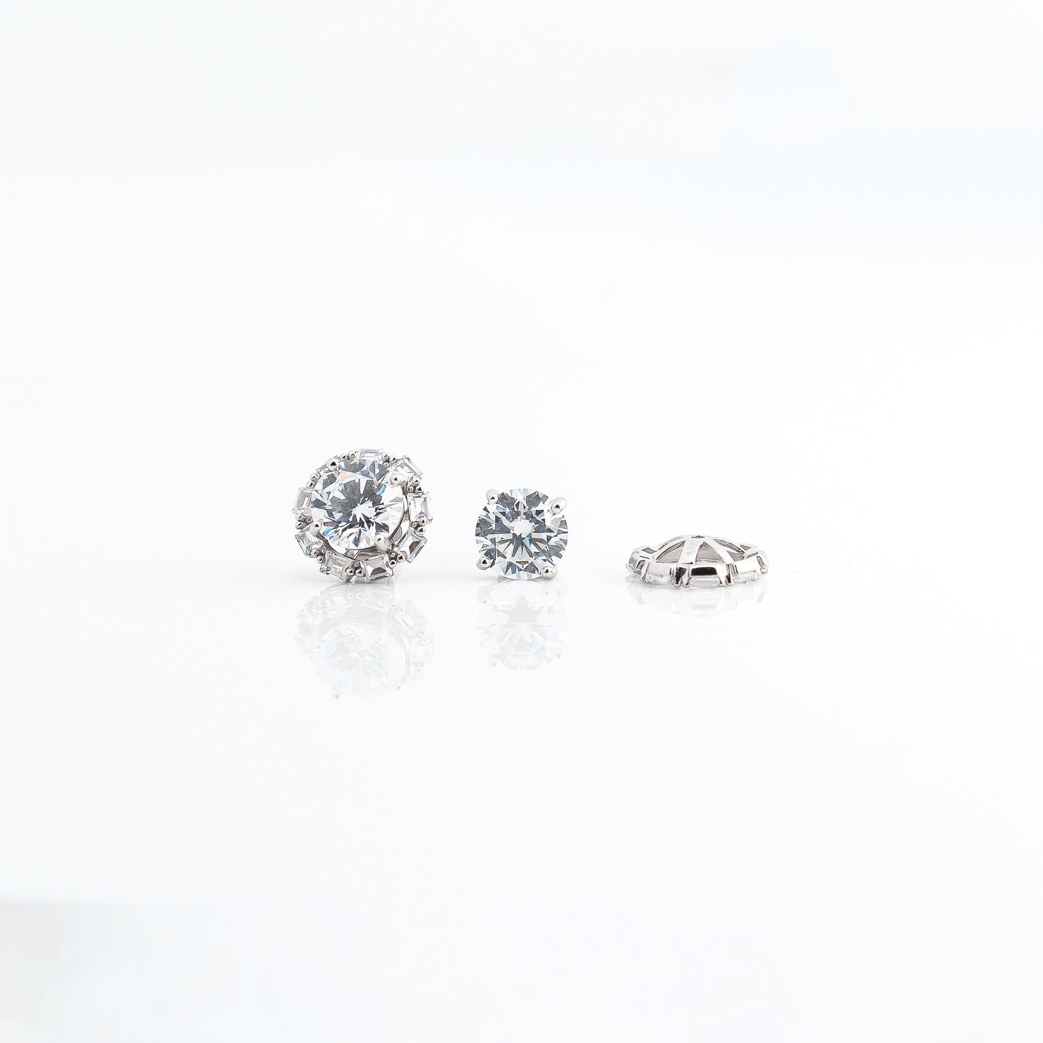 Silver White Detachable Stone Earrings