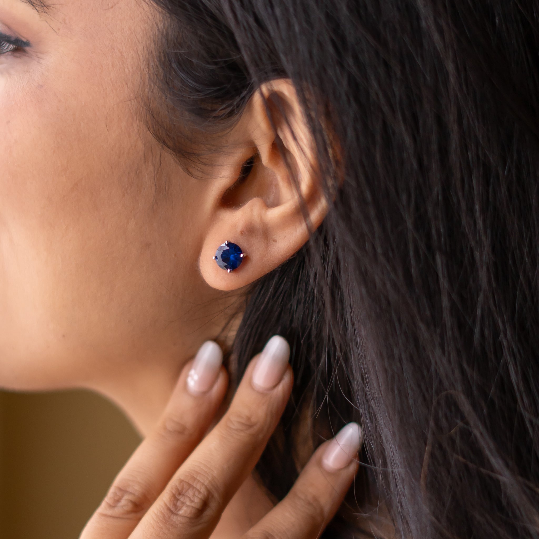 Silver Blue Detachable Stone Earrings