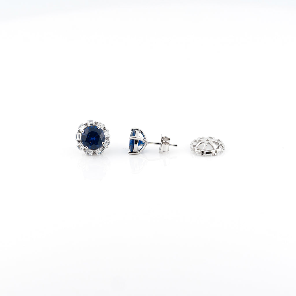 Silver Blue Detachable Stone Earrings