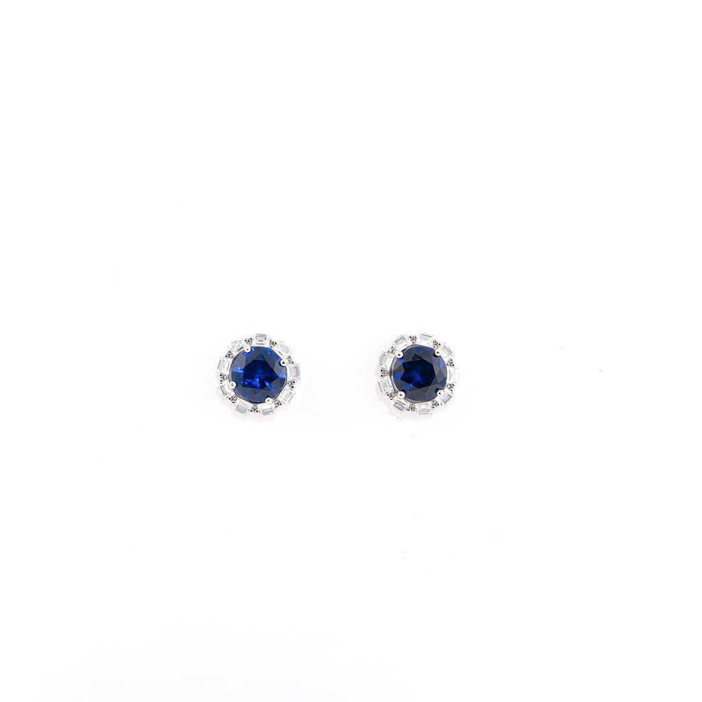 Silver Blue Detachable Stone Earrings