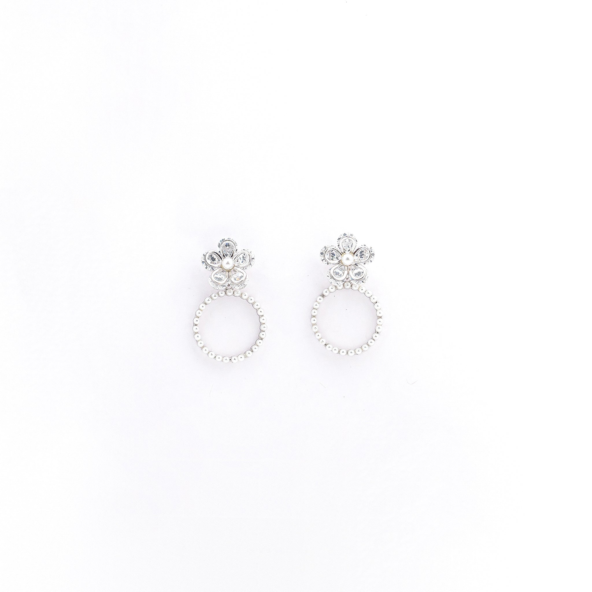 Silver Blossom Pearl Danglers Earrings