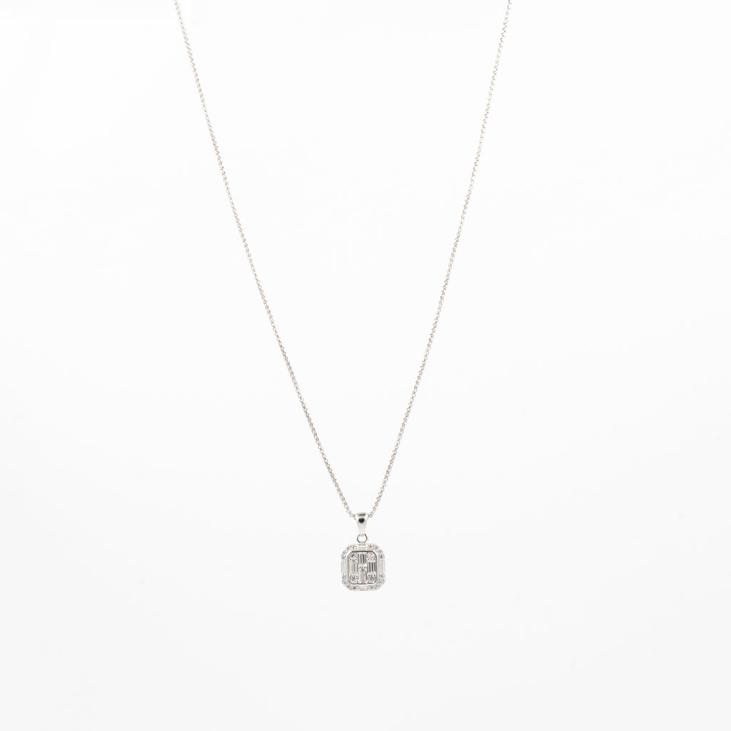 Silver White Choki Square Jewelry Set