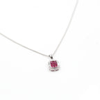 Silver Dark Pink Choki Square Jewelry Set
