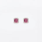 Silver Dark Pink Choki Square Jewelry Set