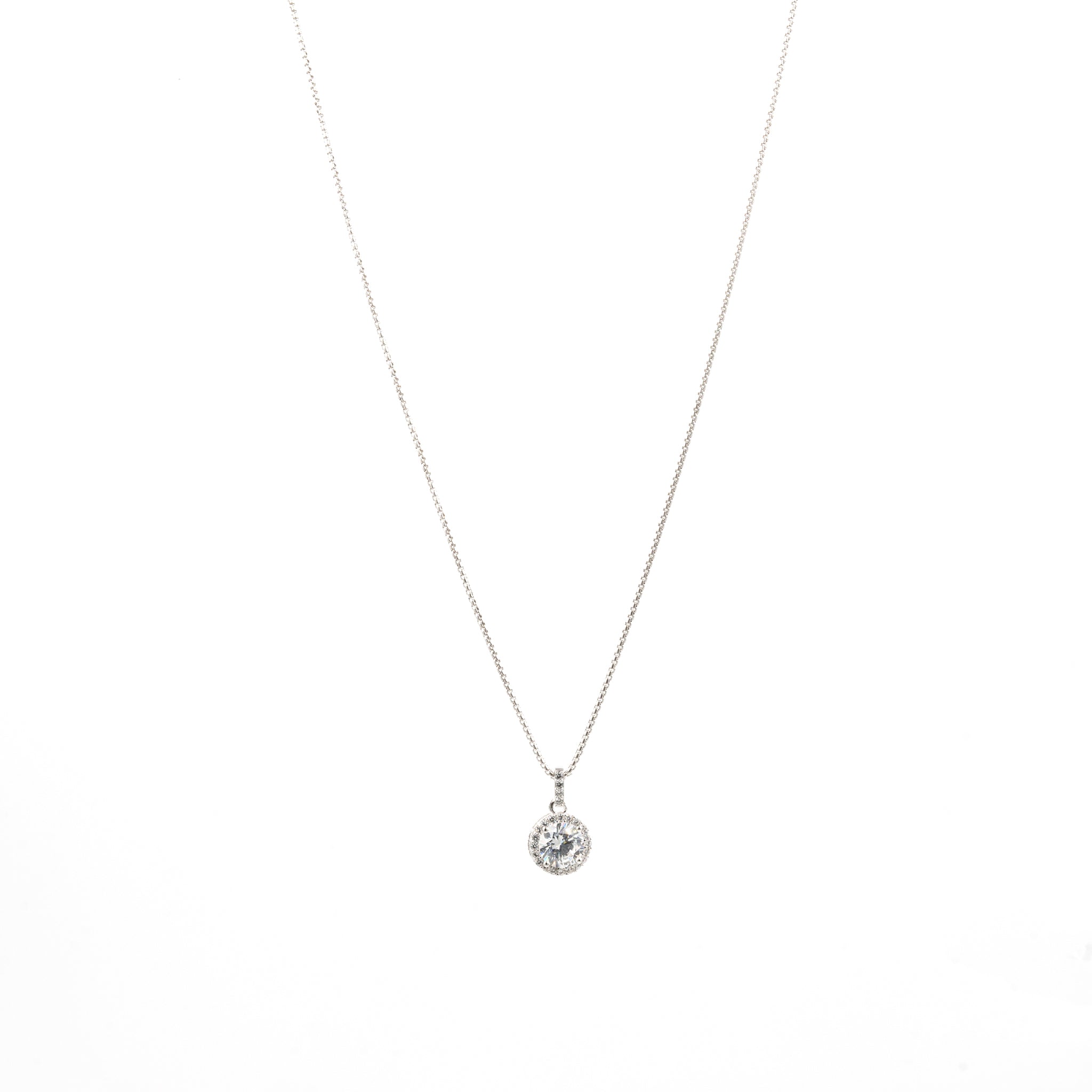 Silver Radiant Round Solitaire Jewelry Set