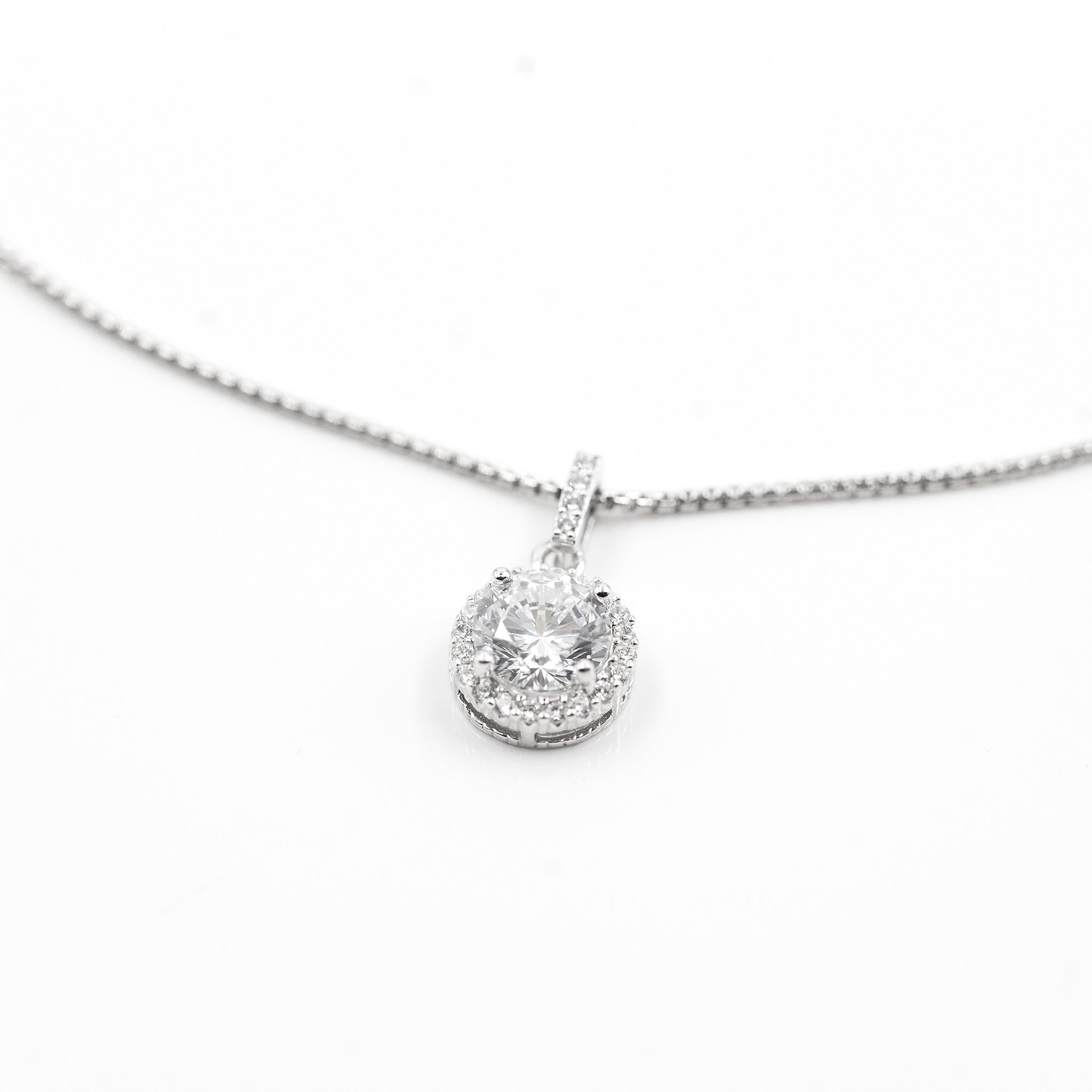 Silver Radiant Round Solitaire Jewelry Set
