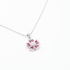 Silver Dark Pink Grand Floral Pearl Pendant Dark Jewelry Set