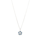 Silver Dark Blue Grand Floral Pearl Pendant Dark Jewelry Set