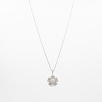 Silver White Grand Floral Pearl Pendant Jewelry Set