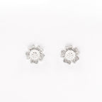 Silver White Grand Floral Pearl Pendant Jewelry Set