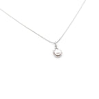 Silver Diamond Halo Pearl Pendant Jewelry Set