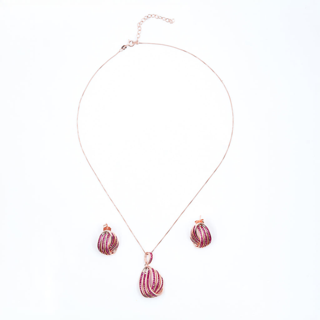 Rose Gold Exquisite Designer Danglers Jewelry Set