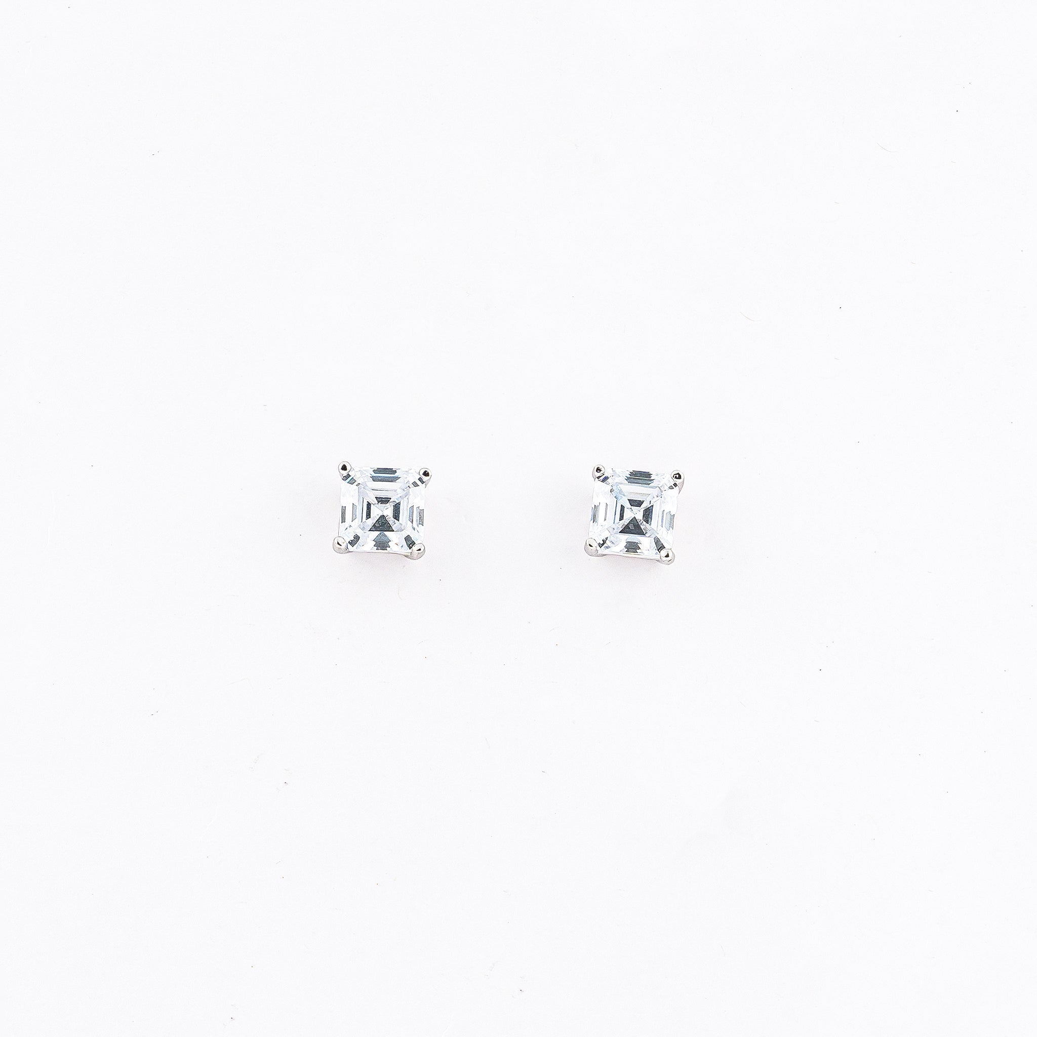 Silver Regal Square Solitaire Earrings