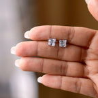 Silver Regal Square Solitaire Earrings