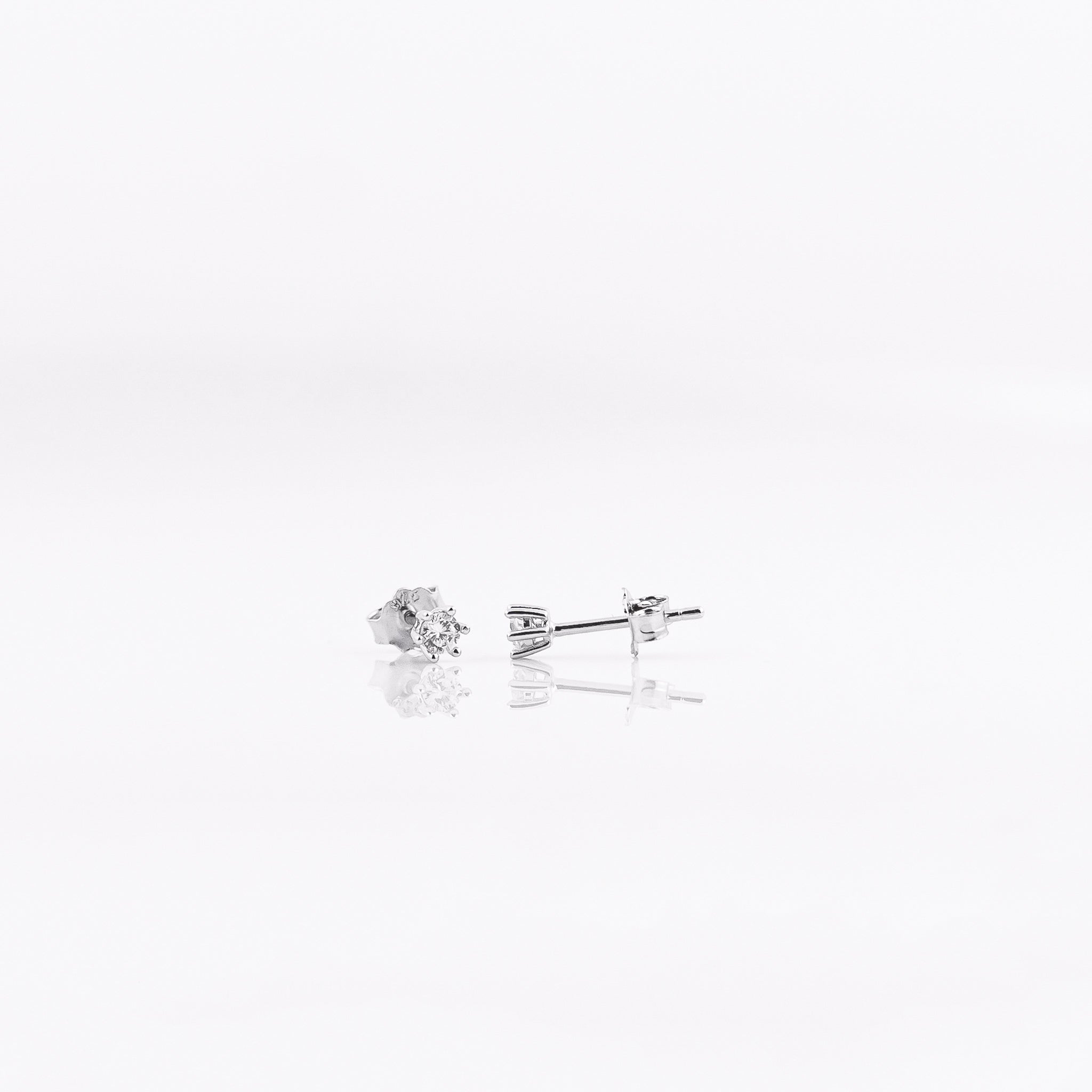 Silver Mini round Solitaire Earrings