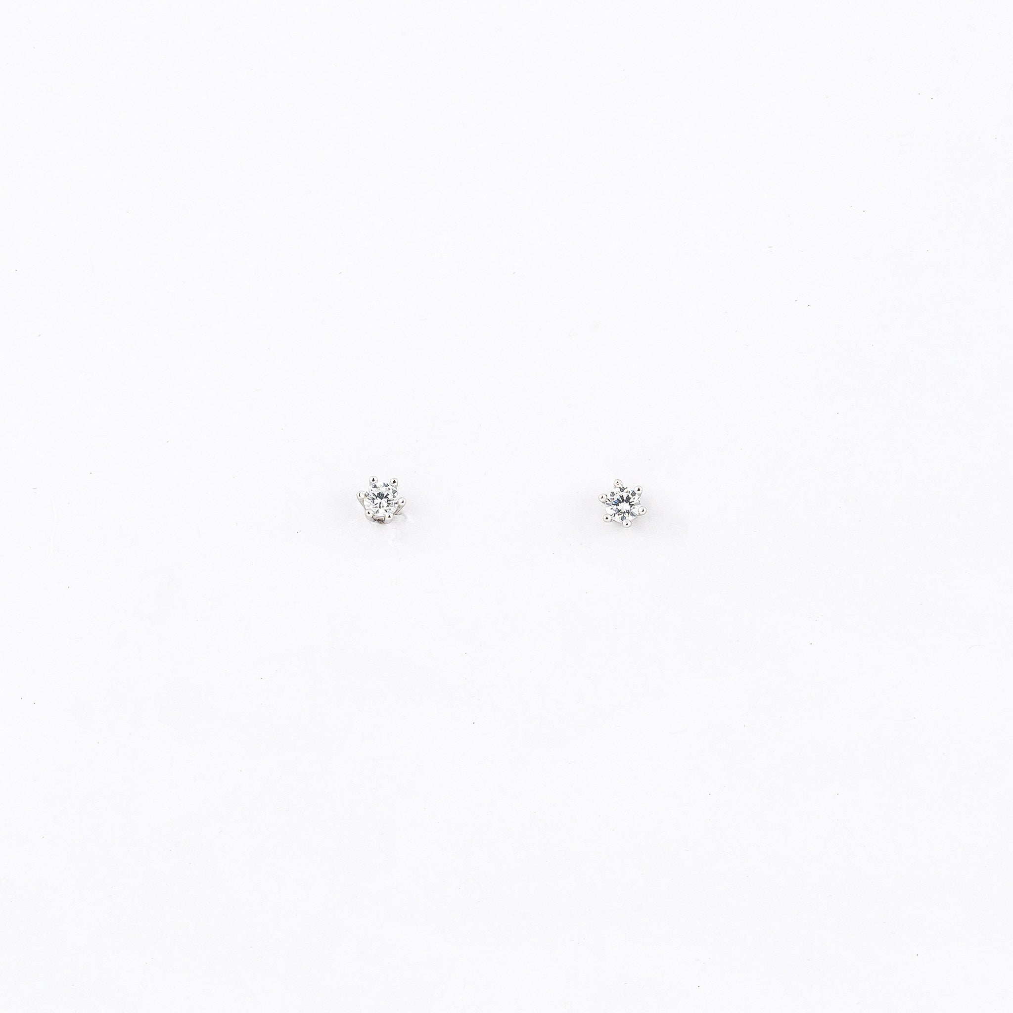 Silver Mini round Solitaire Earrings