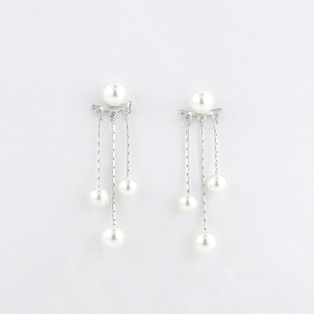 Silver Detachable Pearl Dangler Earrings