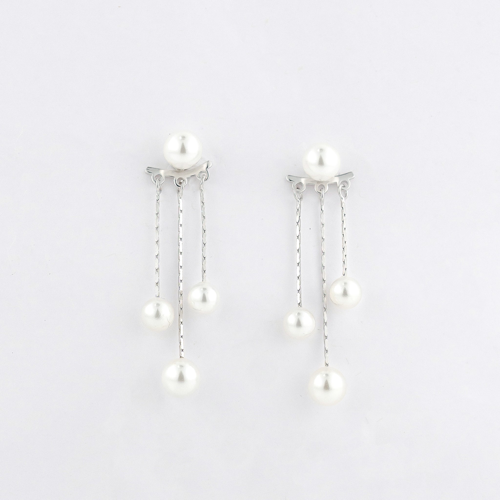 Silver Detachable Pearl Dangler Earrings