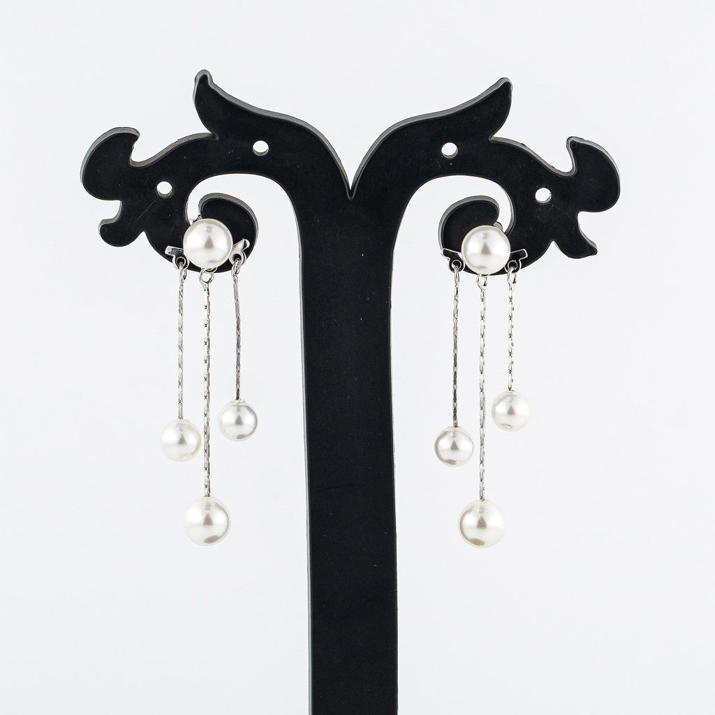 Silver Detachable Pearl Dangler Earrings