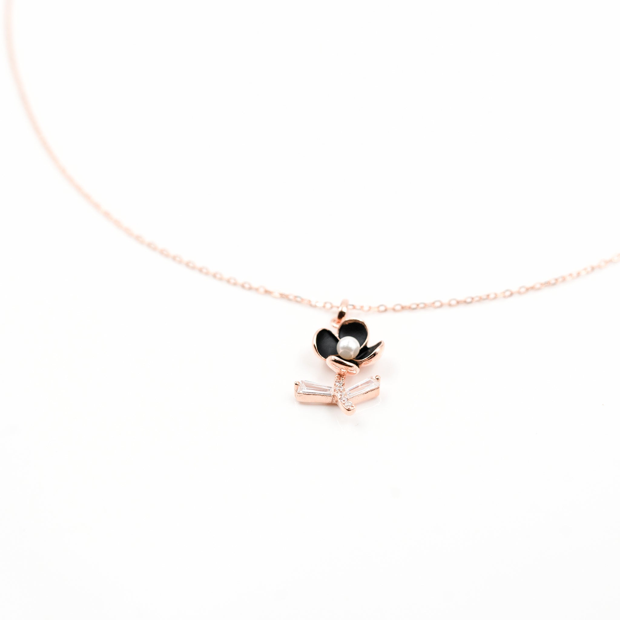Rose Gold Midnight Bloom Necklace