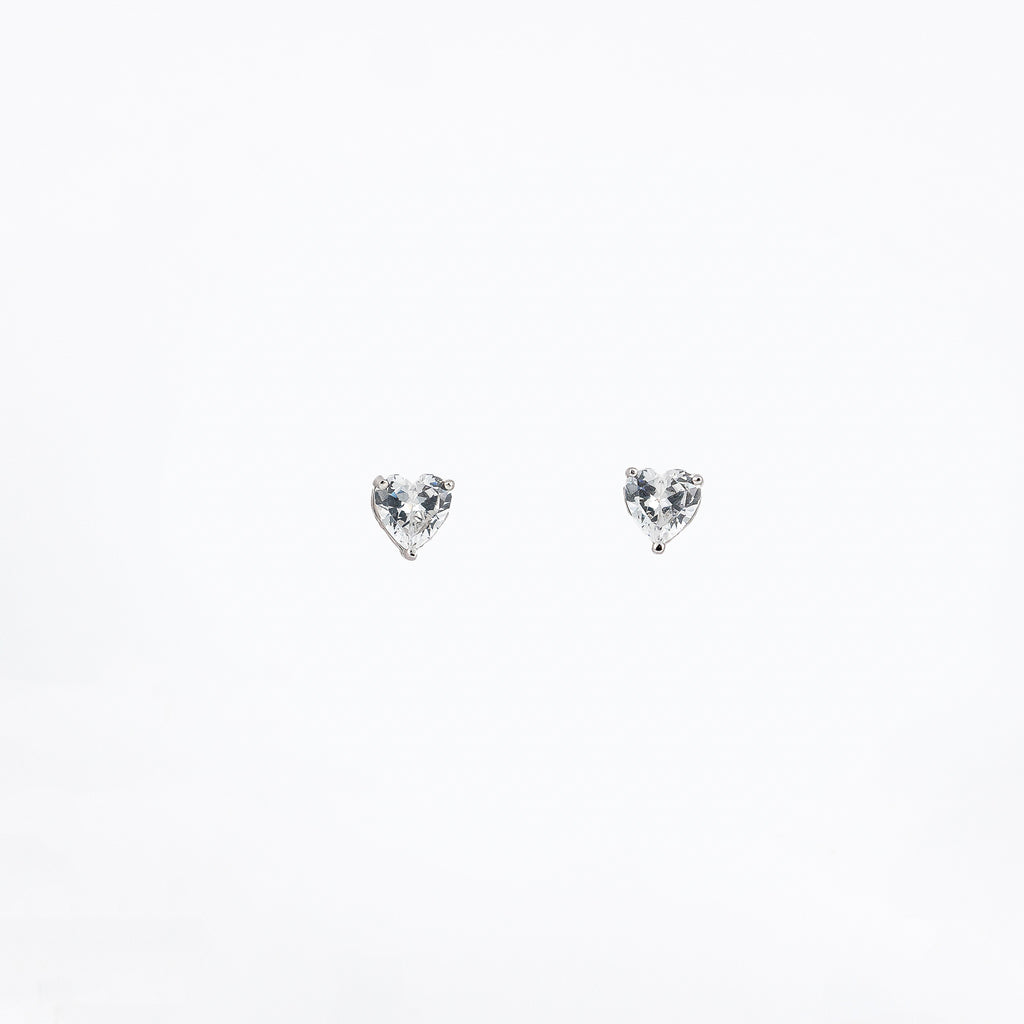 Silver Heart's Desire Solitaire Earrings