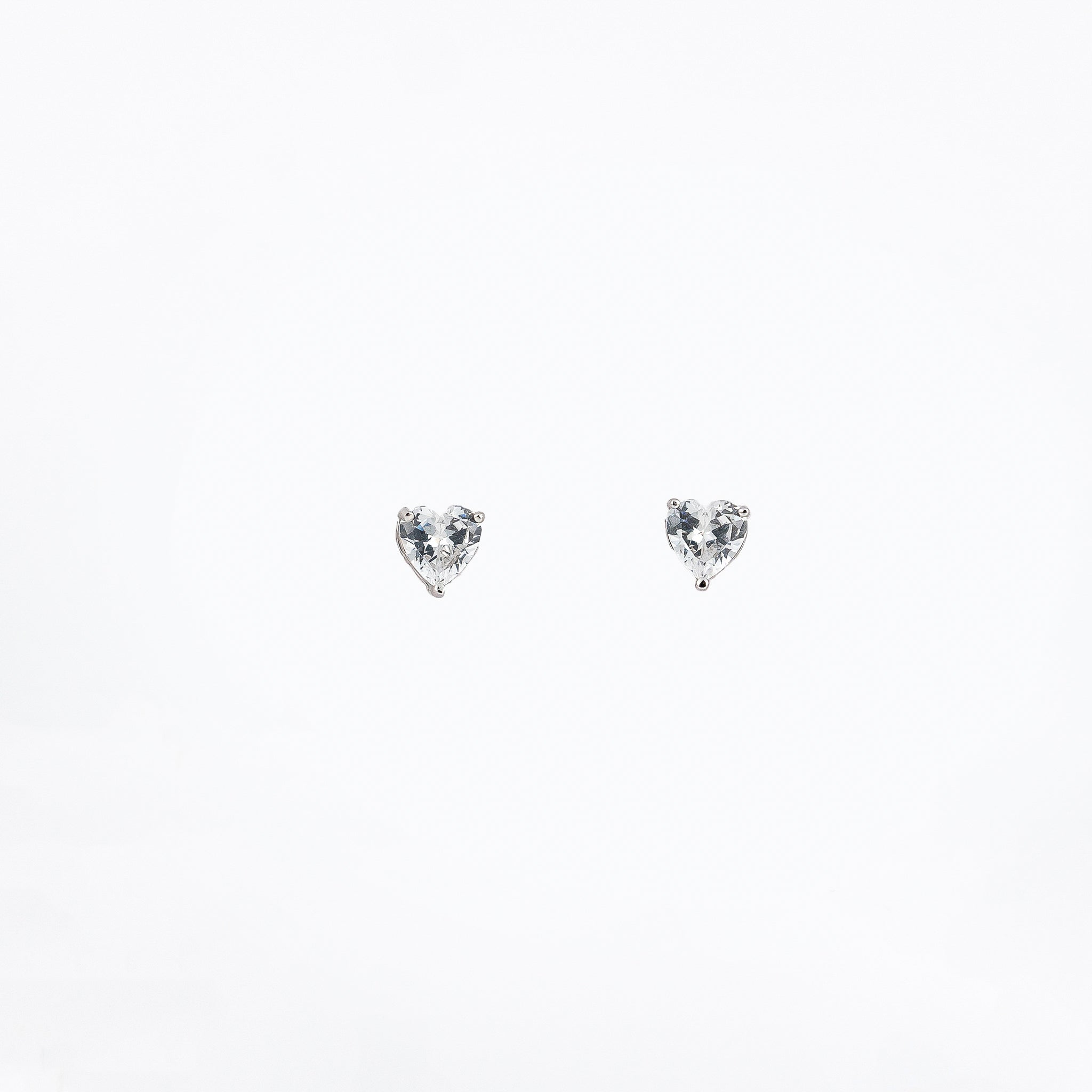 Silver Heart's Desire Solitaire Earrings