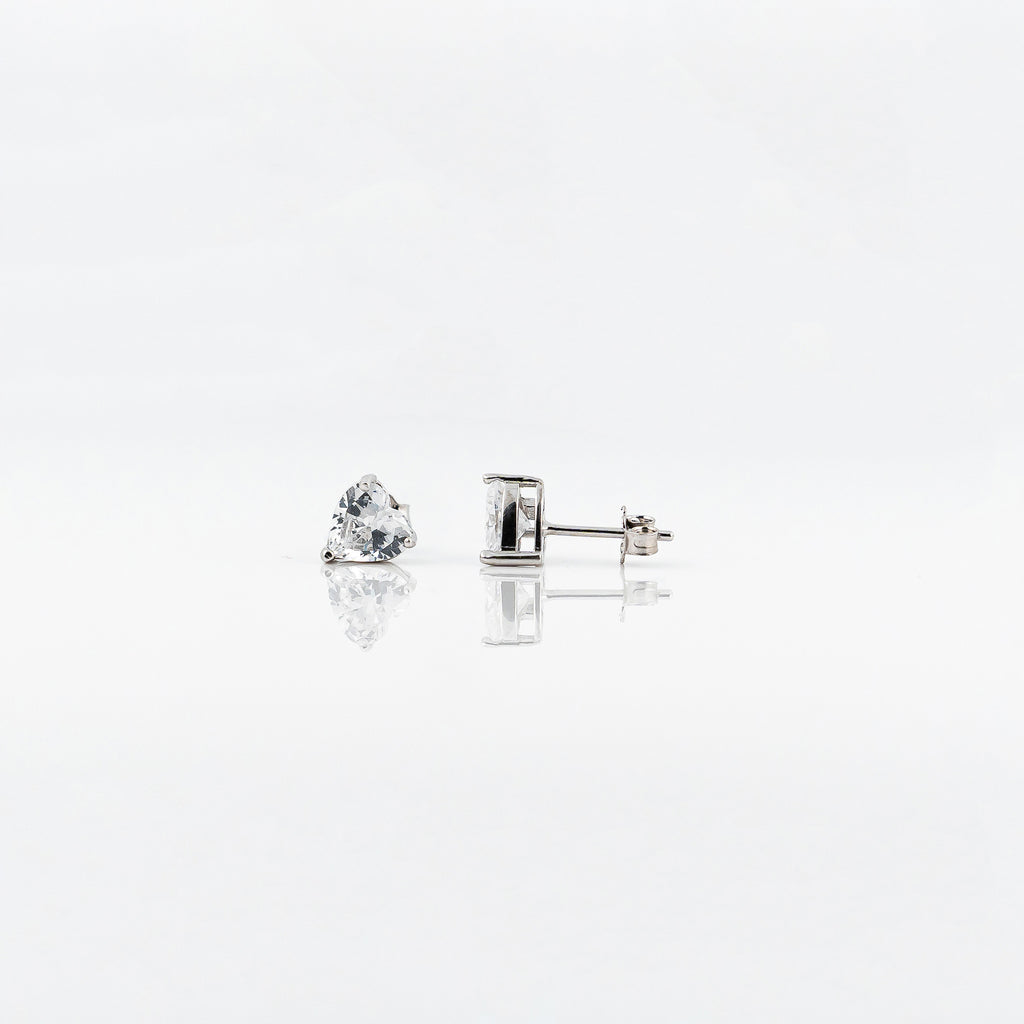 Silver Heart's Desire Solitaire Earrings