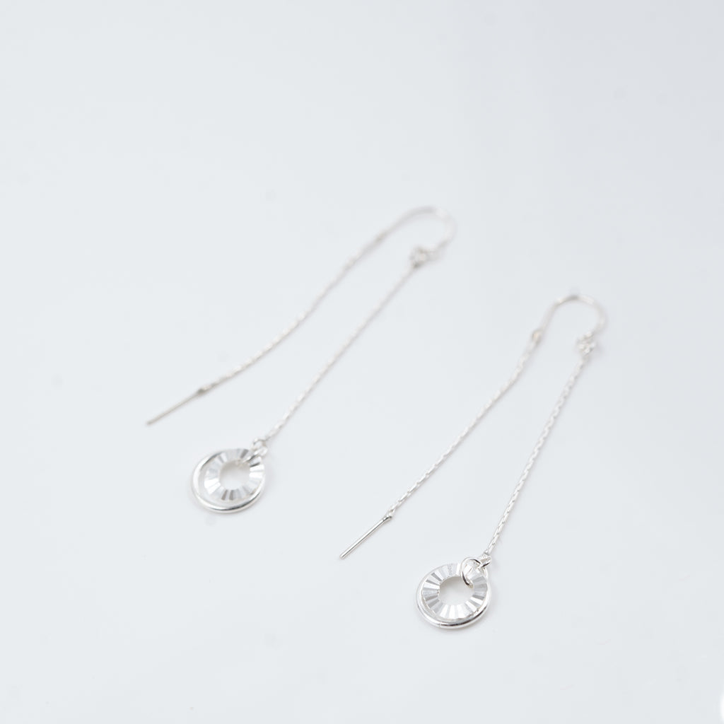 Silver Dual Charm Danglers Earrings
