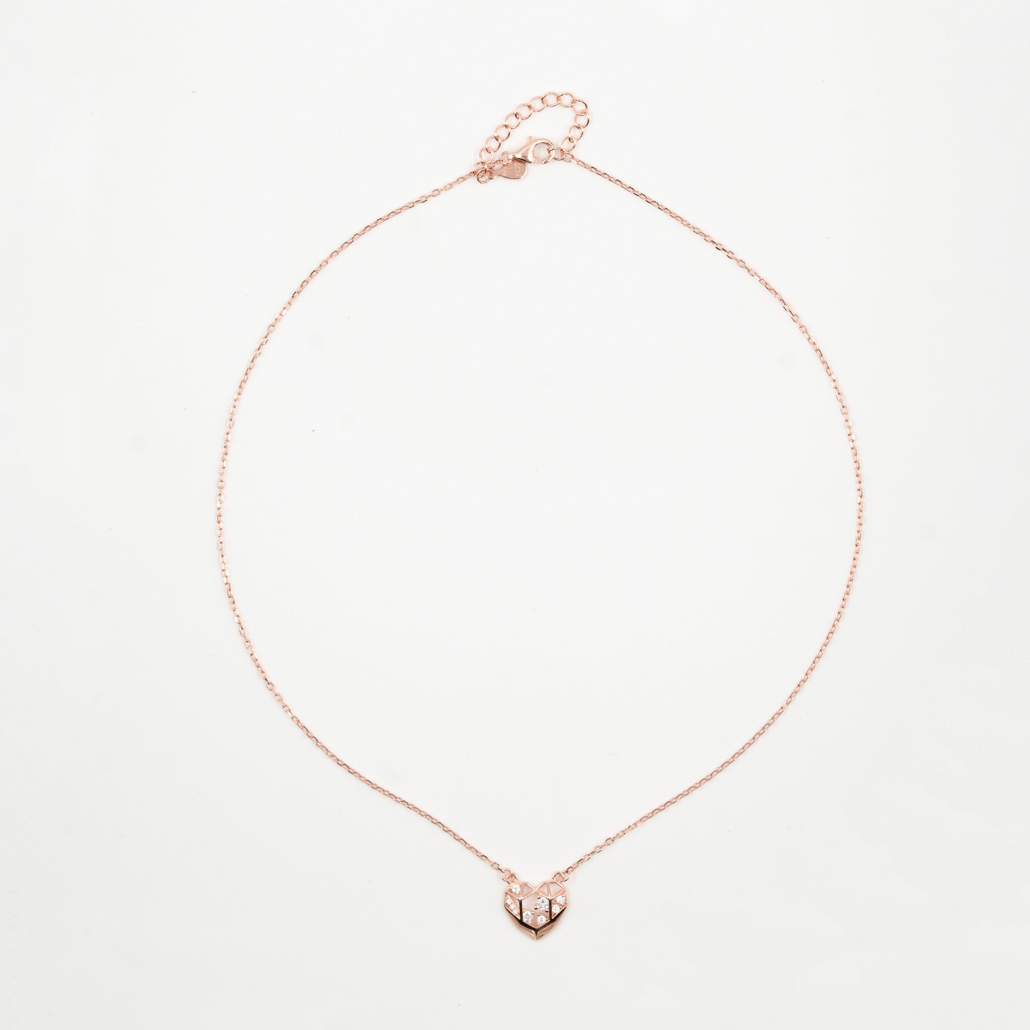 Rose Gold Diamond Mesh Heart Necklace
