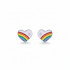 Silver Purple Enamle Heart Kids Earrings