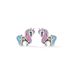 Silver Pink Blue Unicorn Kids Earrings