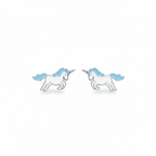 Silver Blue Unicorn Kids Earrings
