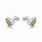 Silver Purple Enamle Heart Kids Earrings