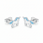 Silver Blue Unicorn Kids Earrings
