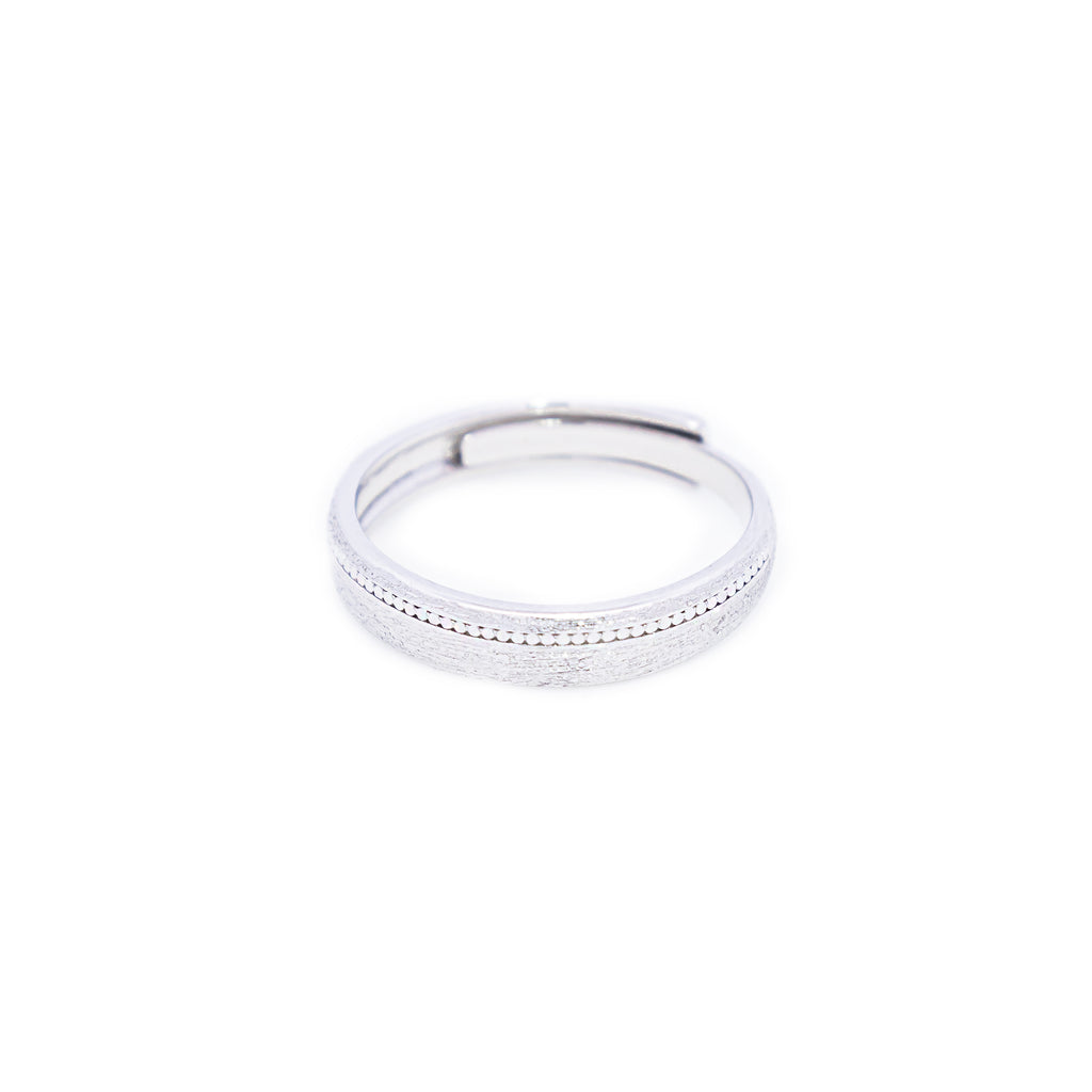 Adjustable Silver Rodium Matt Glossy Ring Band