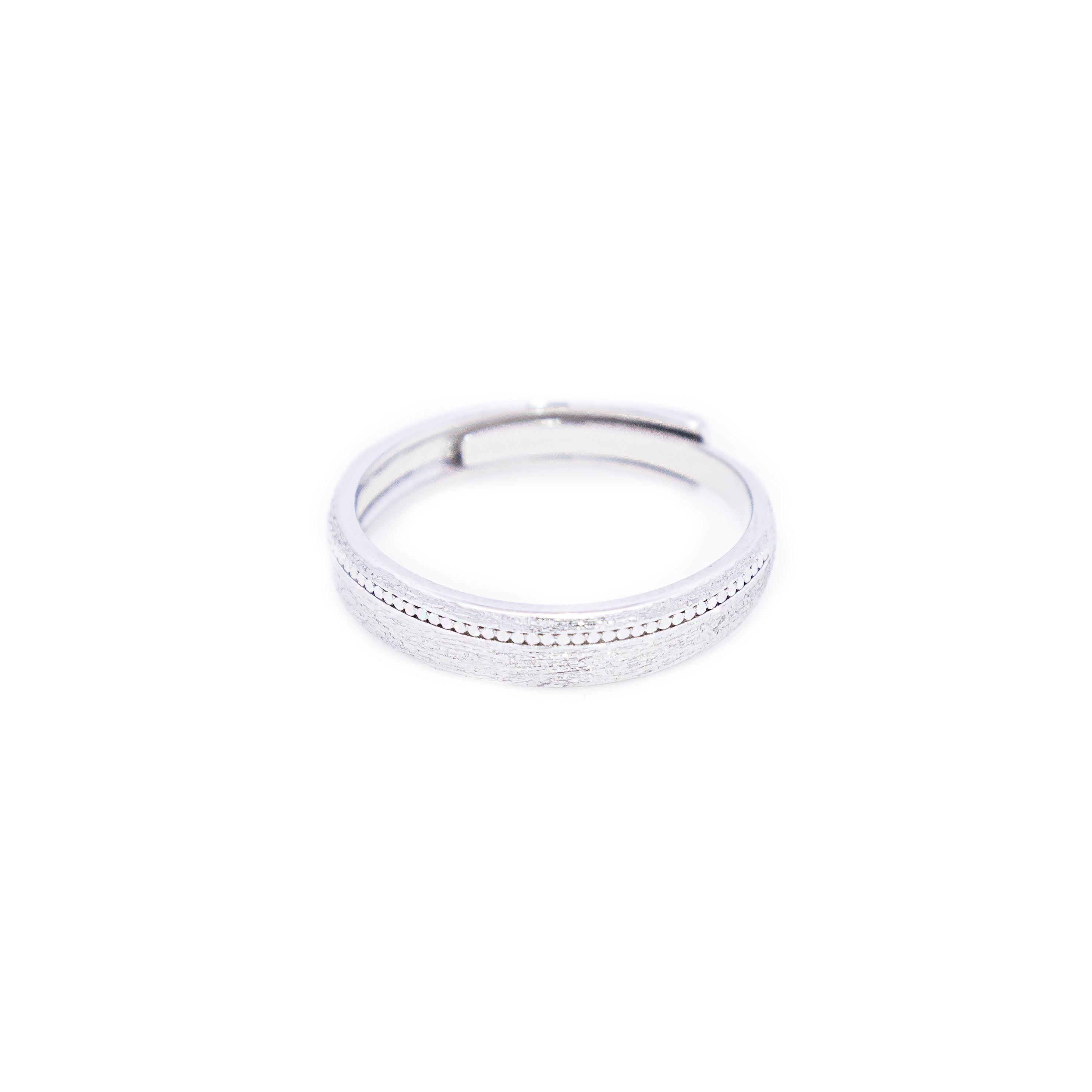 Adjustable Silver Rodium Matt Glossy Ring Band