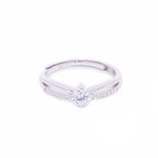 Adjustable Silver Solitaire Diamond Studded Ring