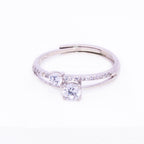 Double Layered Adjustable Silver Solitaire Ring
