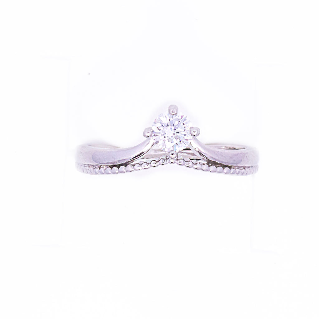 Double Layered Adjustable Silver Round Solitaire Ring
