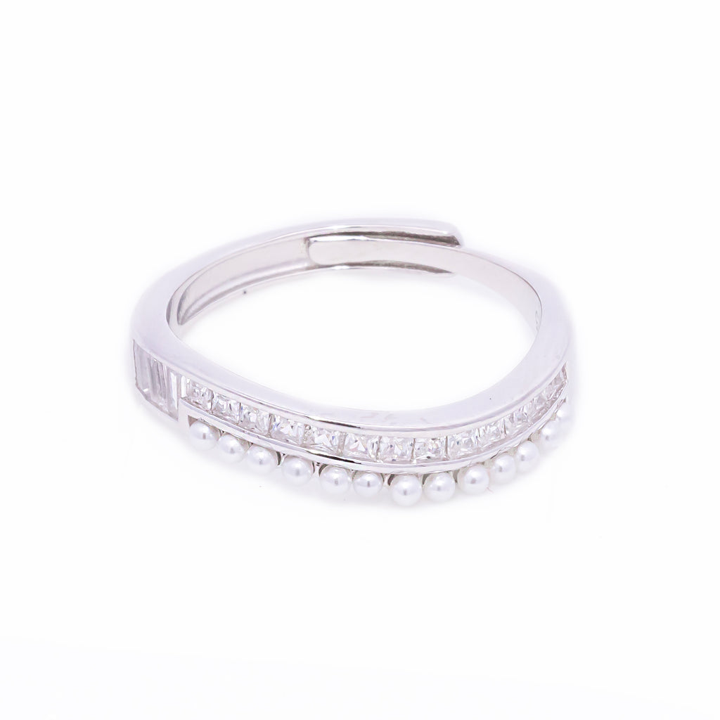 Pearl Choki Studded Silver Adjustable Ring