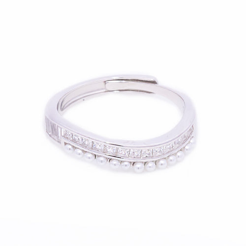 Pearl Choki Studded Silver Adjustable Ring