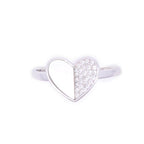 Heart MOP Silver Adjustable Ring