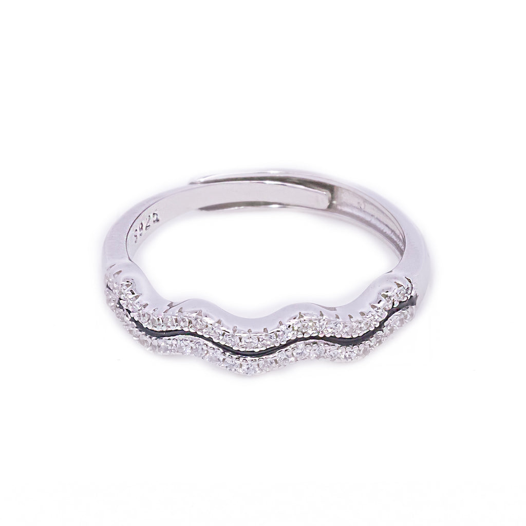 Designer Zig Zag Silver Adjustable Ring