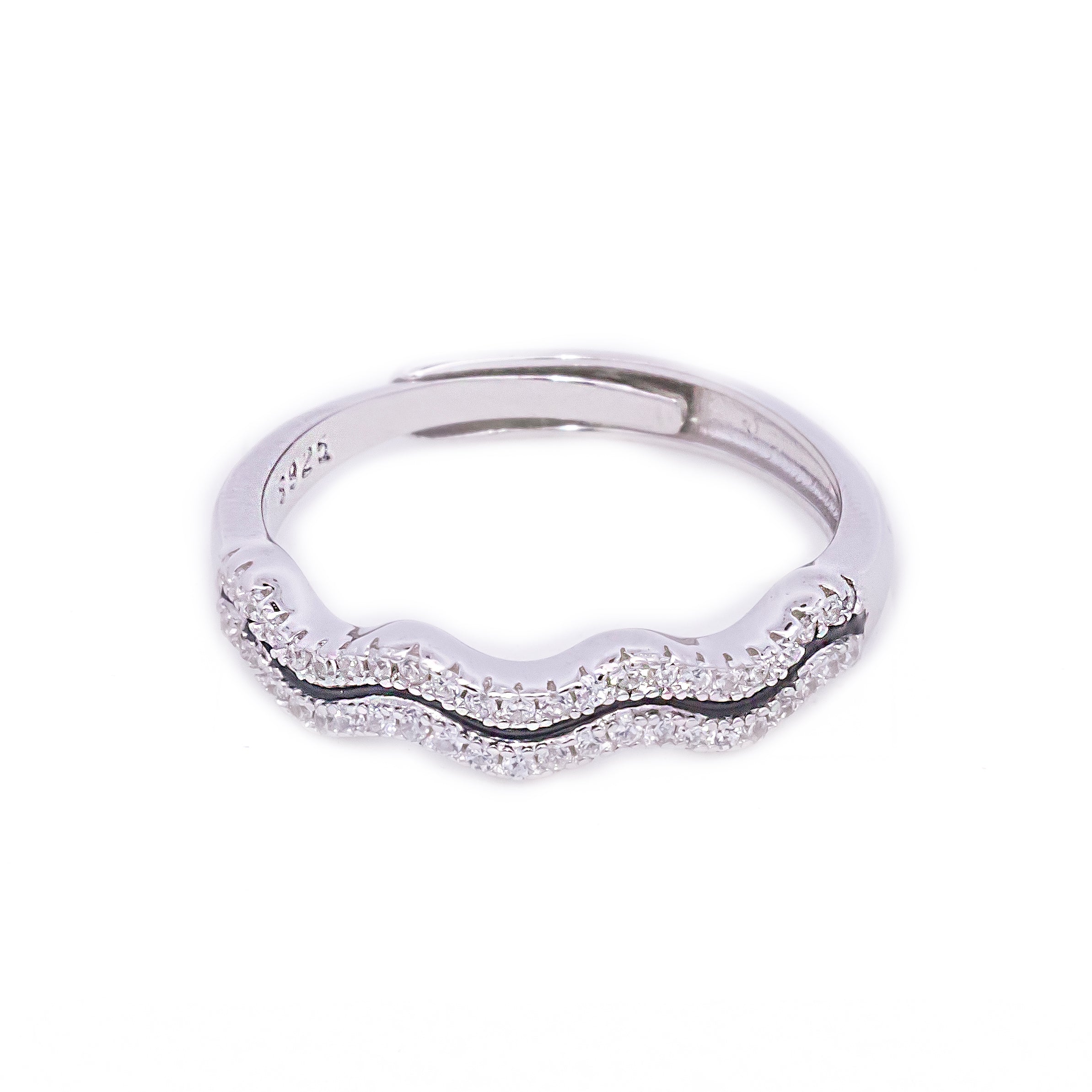 Designer Zig Zag Silver Adjustable Ring