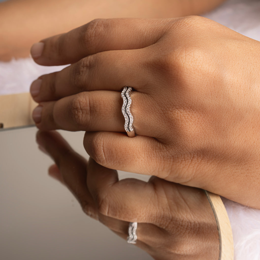 Designer Zig Zag Silver Adjustable Ring