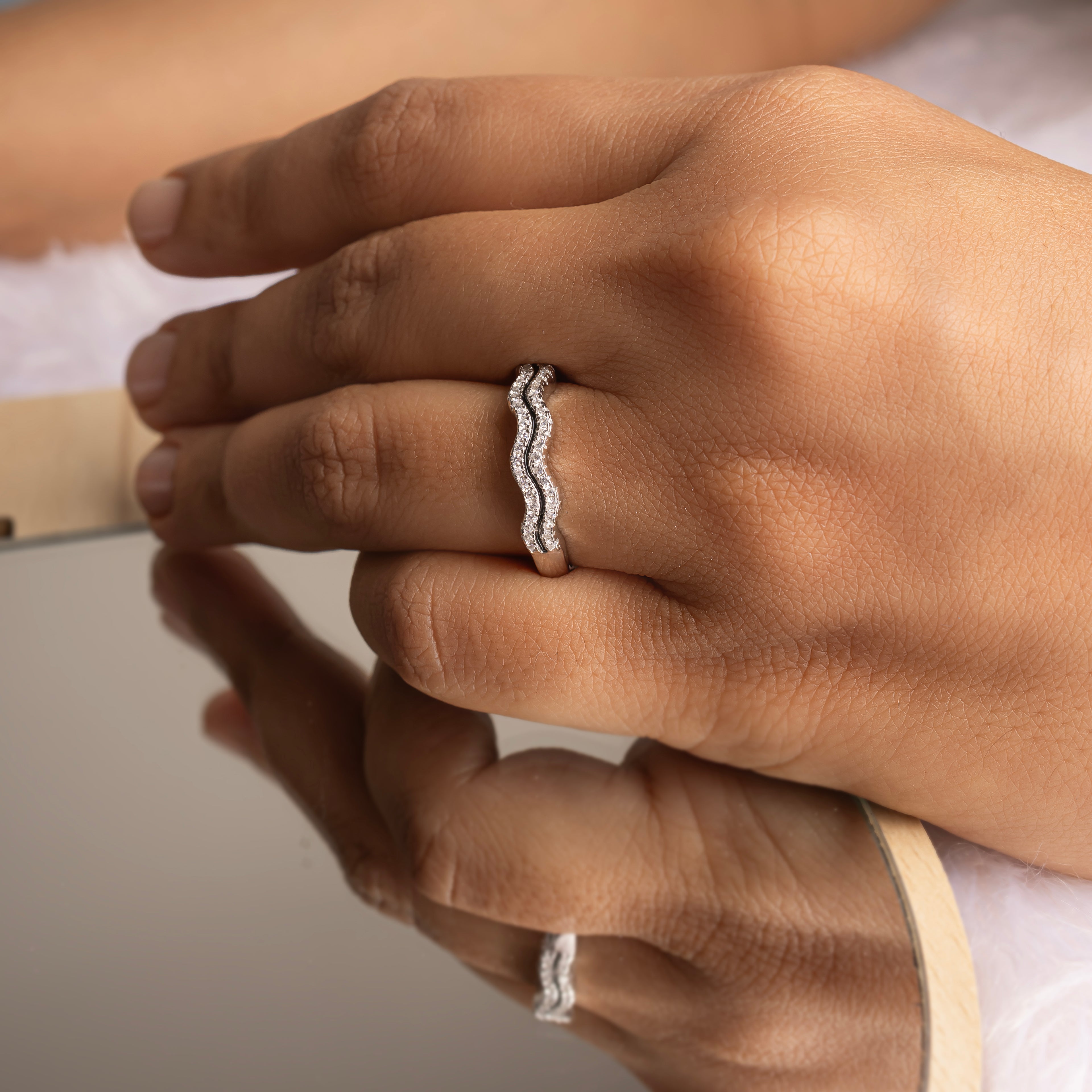 Designer Zig Zag Silver Adjustable Ring