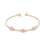 Silver Pink Enamel Kids Bracelet Gold Plated